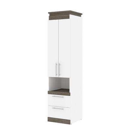 Bestar Orion 20W Storage Cabinet with Pull-Out Shelf, White & Walnut Grey 116165-000017